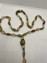 Dayne DuVall artisan signed handmade glass beaded y lariat necklace vintage