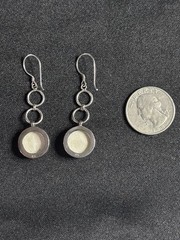 Bali Silver 925 Cream Full Moon Face Goddess Hooks & Links Dangle Earrings