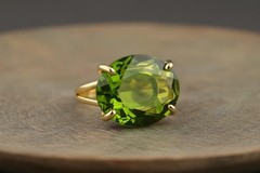 Oval Peridot Ring Anemone Jewelry 14k Gold Filled Faceted Cut Green Gemstone