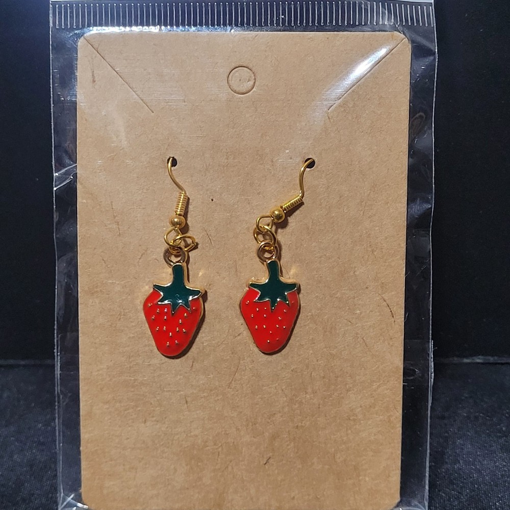 Strawberry Handmade Hypoallergenic French Hook Dangle Earrings