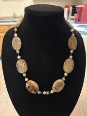 2 Chunky Natural Gemstones Necklaces Large Oval, And Small Round Stones ￼