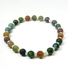 Handmade Natural Stone Beaded Bracelet – Earthy Greens & Reds – Unisex Gift