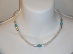 Handmade Viking Knit Weave choker Necklace Turquoise Sterling Silver 925