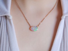 Rosa e Verde’ Australian Solid Opal 14K Pink Gold Necklace 6.4ct M44