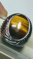 GORGEOUS TIGER’S EYE QUARTZ IN STERLING SILVER DESIGNER RING SIZE 8.25-8.5!