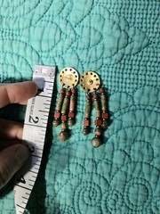 Unakite Jasper Necklace Earrings Set Natural Stone Beaded Sun Tribal Handmade