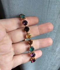 CB107 TheSparkledShell Princess Leia Purple Green Gold 8mm Crystal Bracelet