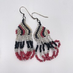 Vintage Beaded Dangle Earrings Lot Boho Fringe Seed Beads Statement Jewelry Set