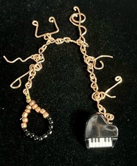 Handmade One -Of-Kind Copper Wired Musical Notes 7-3/4” Bracelet