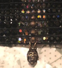 CHAN LUU SWAROVSKI CRYSTAL BEADS SKULL CHARM CUFF WRAP BRACELET NEW GORGEOUS