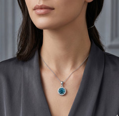 3.60 Ct Certified Blue Diamond Pendant -Great Shine & Bling ! FREE Studs