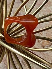 NEW Exquisite Handcrafted Orange Resin Ring. Geometric Unisex Adults Ring Size 7