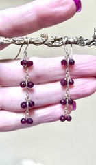 LOVELY Artisan/Designer Gold Over Sterling Silver Rhodolite Garnet Earrings