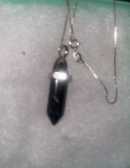 Handmade Black Tourmaline Silver Necklace 16″