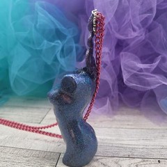 Handmade LARGE Resin Holo Goddess Snake Medusa Pendant Necklace