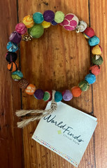WorldFinds Kantha Bracelet Handmade India Fair Trade Textile Bead Boho Colorful