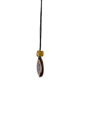Carved Sun Pendant Necklace with African Glass Trade Bead