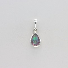 Faceted Pear MYSTIC TOPAZ Teardrop Pendant – 925 STERLING SILVER Rainbow #4-Me
