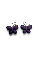 Handmade Dark Purple Butterfly Earrings wood Lightweight Jewelry
