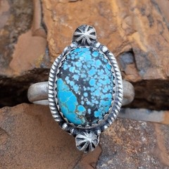 Sterling Silver Number 8 Turquoise Ring Adj 6.5-8.5 Southwestern Native Style