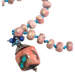 Lapis Lazuli, Rhodonite and Turquoise Beaded Necklace