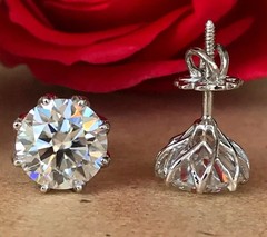 HUGE 20 Ct White Diamond Solitaire Studs, Amazing Shine & Bling, Tariffs FREE