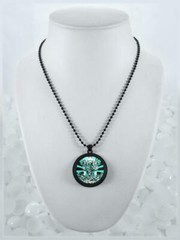 Virgin Mary Guadalupe Pendant Handmade Artisan Sugar Skull Necklace 24″