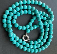 8mm Blue howlite turquoise Necklace Gemstone Bead Knotted 18″24″ 36″ 48″ Lariat