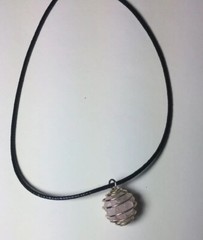 Handmade Rose Quartz Crystal Wire Wrapped Spiral Cage Pendant Necklace