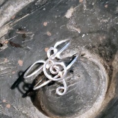 Handcrafted Sterling Silver Over Copper Thailand Treble Clef Music Ring