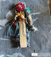 Handmade Multicolor Fabric Wood Beads Dangle Charm Pendant, from mimi’s stitches