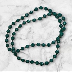 Teal Green Recycled Paper Bead Necklace 34″