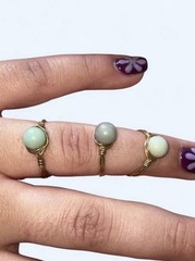 1 pc Handmade Amazonite wire wrapped crystal ring with gold copper wire