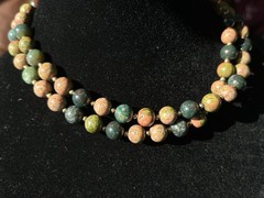 Unakite & Dragon Blood Jasper Gemstone Beaded 34 Inches Necklace