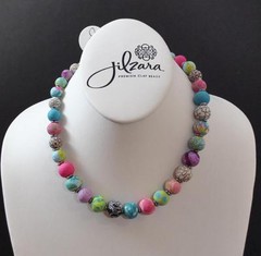 Jilzara Blossom Petite Keepsake Necklace Polymer Clay Beads Handcrafted B1