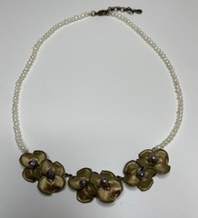 Michael Michaud Bronze and Freshwater Pearl Necklace, Bracelet and Earring Set