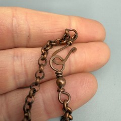 Handcrafted Copper Black Bead Scroll Swirl Pendant Necklace