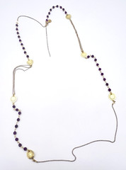Peruvian KUDZU Filigree Gold Plated Fuchsia Gemstone Necklace 36 in