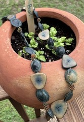 Olivine Green Tagua Nut Seed Statement Necklace Organic Handmade Artisan Jewelry