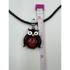 Artisan Handmade Lampwork Art Glass Flower Owl Pendant Beaded Necklace 16″ – 19″