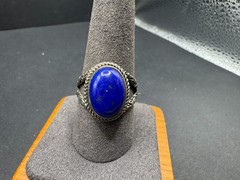 Vtg Lapis Lazuli Ring 925 Sterling Silver Statement Ring Southwestern Boho Sz 10