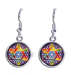 Star of David Jewish Holiday Design Handmade Resin Dangling Earrings 16mm SIZE