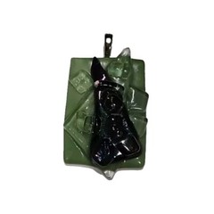 Artisan Pendant Necklace Art Glass Iridescent Purple Green Clear Boho Earthy