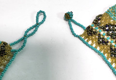 Hand Beaded Collar Bib Necklace Glass Beads Turquoise Blue Golden Browns