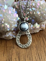 HandCrafted Howlite Gemstone Pendant Necklace Sterling Silver Over Brass Setting