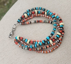 Ladies Teen Multi Layer beaded bracelet Multi Color 8 inch lightweight New