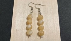 Golden Yellow Quartz Crystal Beaded Dangle Drop Hook Round Handmade Earrings