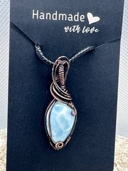 Larimar ~ Handmade Solid copper wire wrapped pendant, Dominican republic