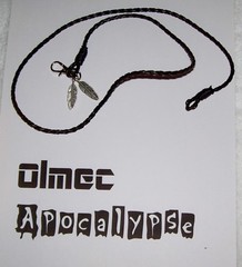 NEW HANDMADE Olmec Apocalypse silver alloy black leather Native American band