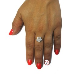 Stylish Sterling Silver Ring Solid 925 Flower With Cubic Zirconia Handmade